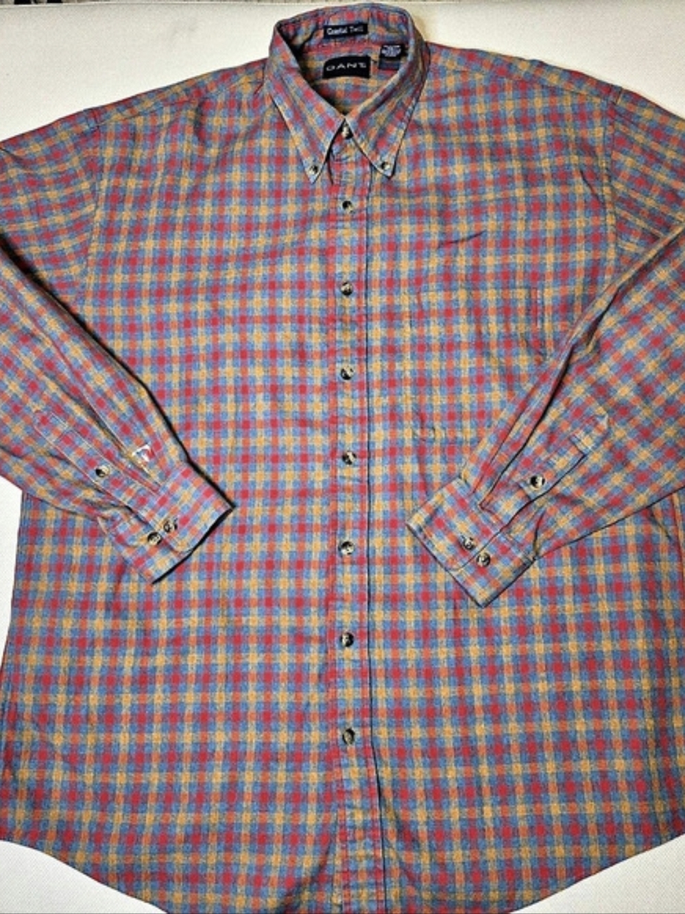 GANT Coastal Twill Plaid Button-Front Long Sleeve Shirt Men's XLT Tall LX